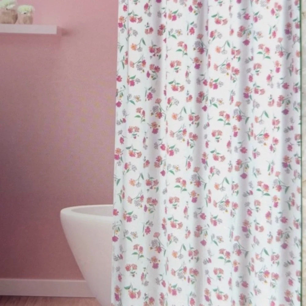 Kate Spade New York Dreamy Daisy floral pink and Green Shower Curtain